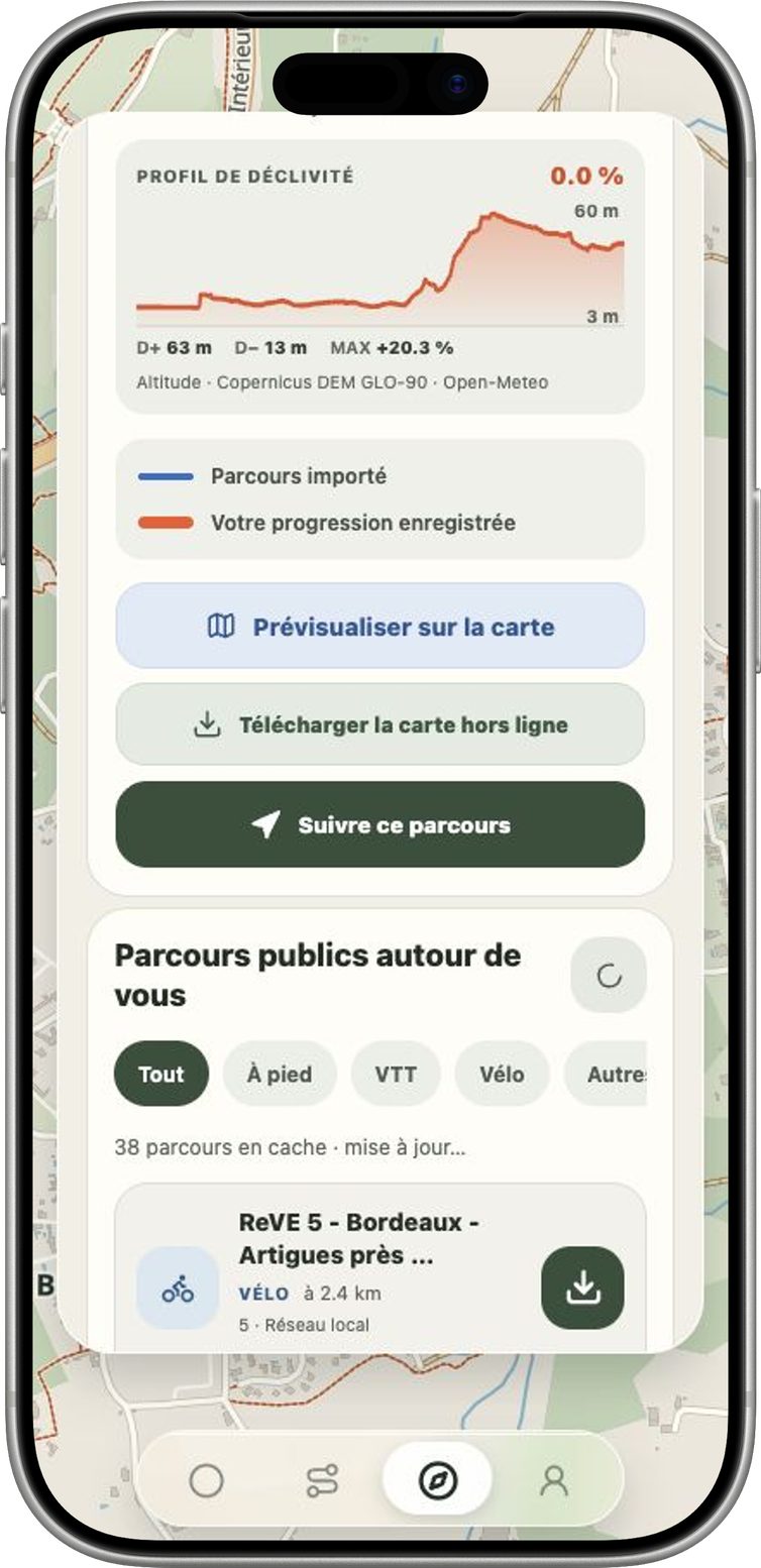Fiche réelle du parcours Roger Lapébie dans Hodoa, présentée dans un iPhone 17 Pro