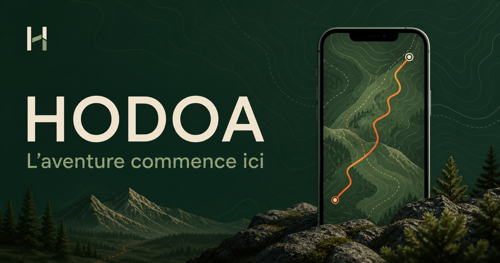 Hodoa — L’aventure commence ici, avec un parcours outdoor affiché sur iPhone